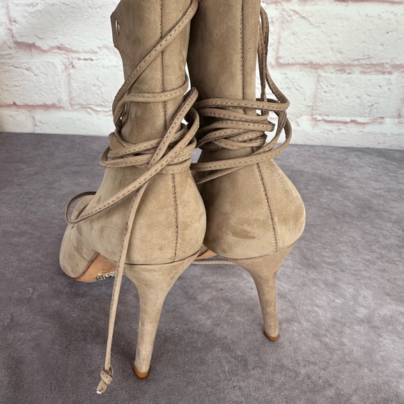 Schutz Suede Gladiator Lace Up Heels Tan 8.5 - Picture 5 of 7